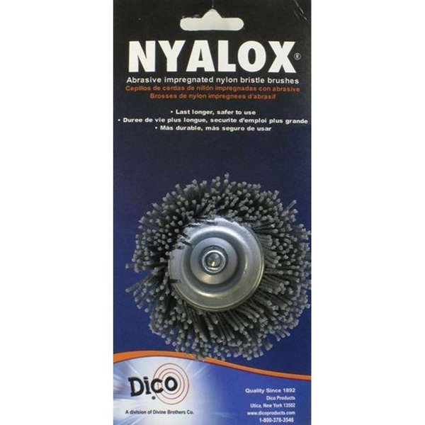 Dico Wire Cup Brush, 212 in Dia, 14 in ArborShank, Nylon Bristle 541-774-21/2